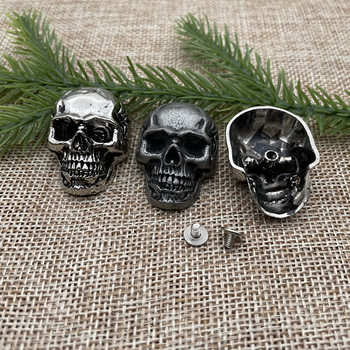 DIY Leather Carving Decorative Buckle Personalized Men's Bag Vintage Cloth Buckle Handmade Leather Skull Cloth Buckle