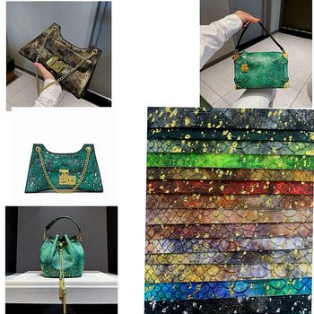 Brazil gold and silver python pattern PU shoe material leather women's bag leather wallet sofa table and chair belt in stock