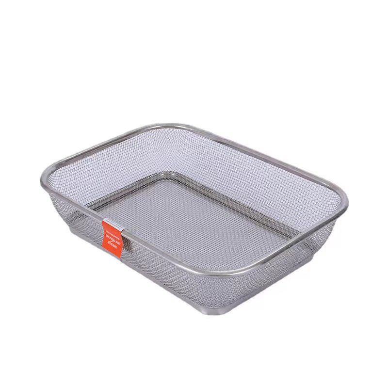 New rectangular stainless steel vegetable and fruit basket kitchen supplies drain basket punching mesh storage basket