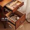Small Apartment Bedside Table, French Retro Solid Wood, Extremely Narrow Double-Layer Drawer Bedside Storage Cabinet for Small Apartments