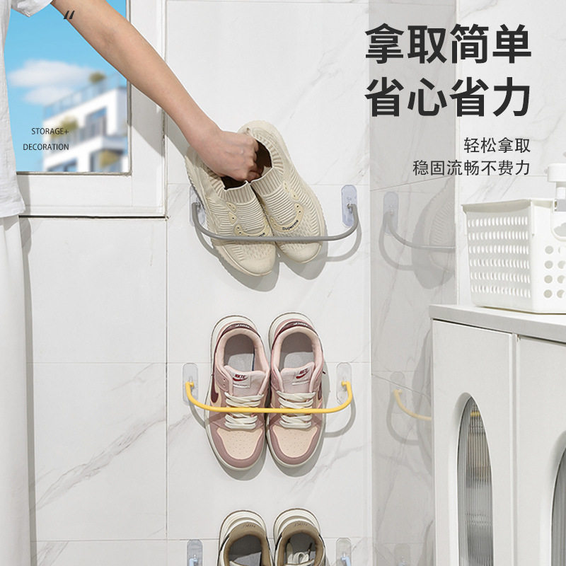 Bathroom Slipper rack punch-free wall-mounted toilet toilet wall drain shoe rack storage rack