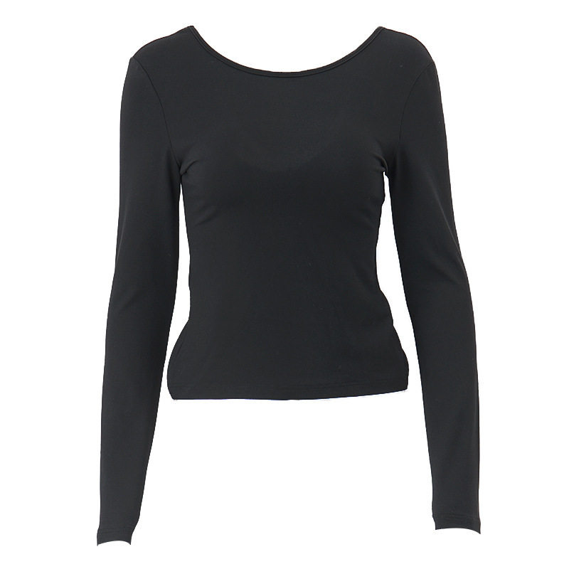 Womens Long Sleeve T Shirt Sexy Hollow Back Design Slim Fit Round Neck Autumn Fashion for Casual Wear OEM Available