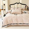 Winter solid color milk velvet four-piece set bed top thickened velvet bed sheet coral velvet flannel carved velvet quilt cover