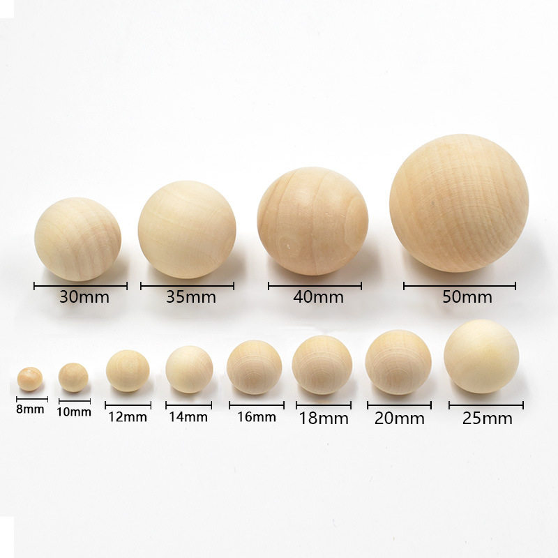 厂家批发8MM-50MM荷木无孔木珠圆球原木色木质不打孔木珠子散珠