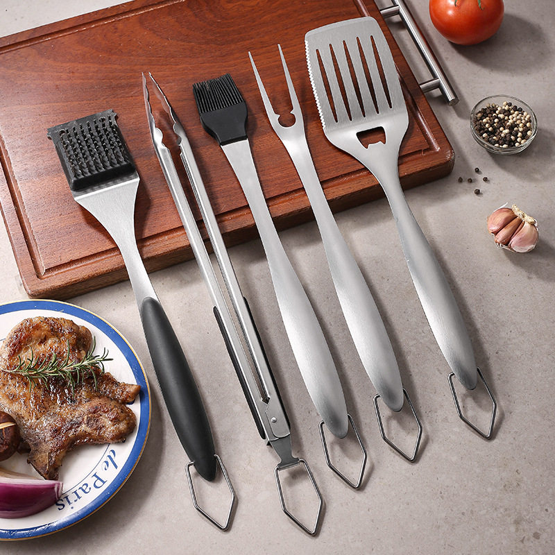 16-inch thickened 430 stainless steel outdoor household BBQ Oil Brush Fork shovel food clip barbecue tool suit