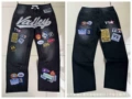 1980s workwear denim trousers/washed black