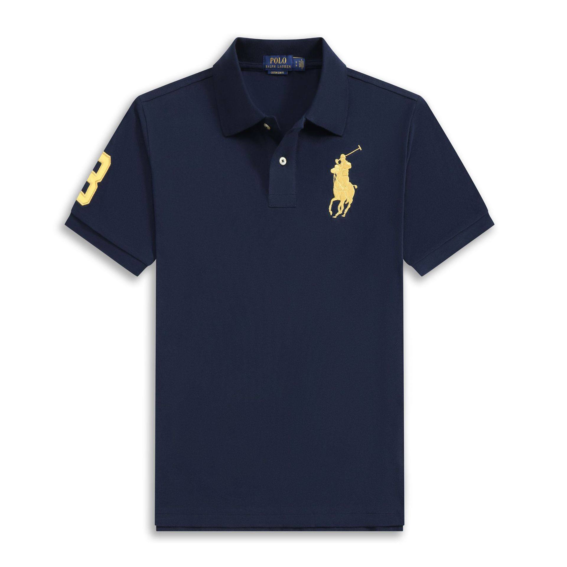 Foreign trade Paul big horse logo Polo shirt men's business casual loose large size pure cotton solid color embroidered short-sleeved T-shirt