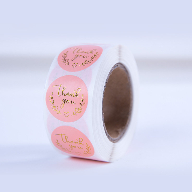 Thank You Gold Foil Stickers Christmas Labels Adhesive Stickers Thankyou Round Labels Universal English Stickers