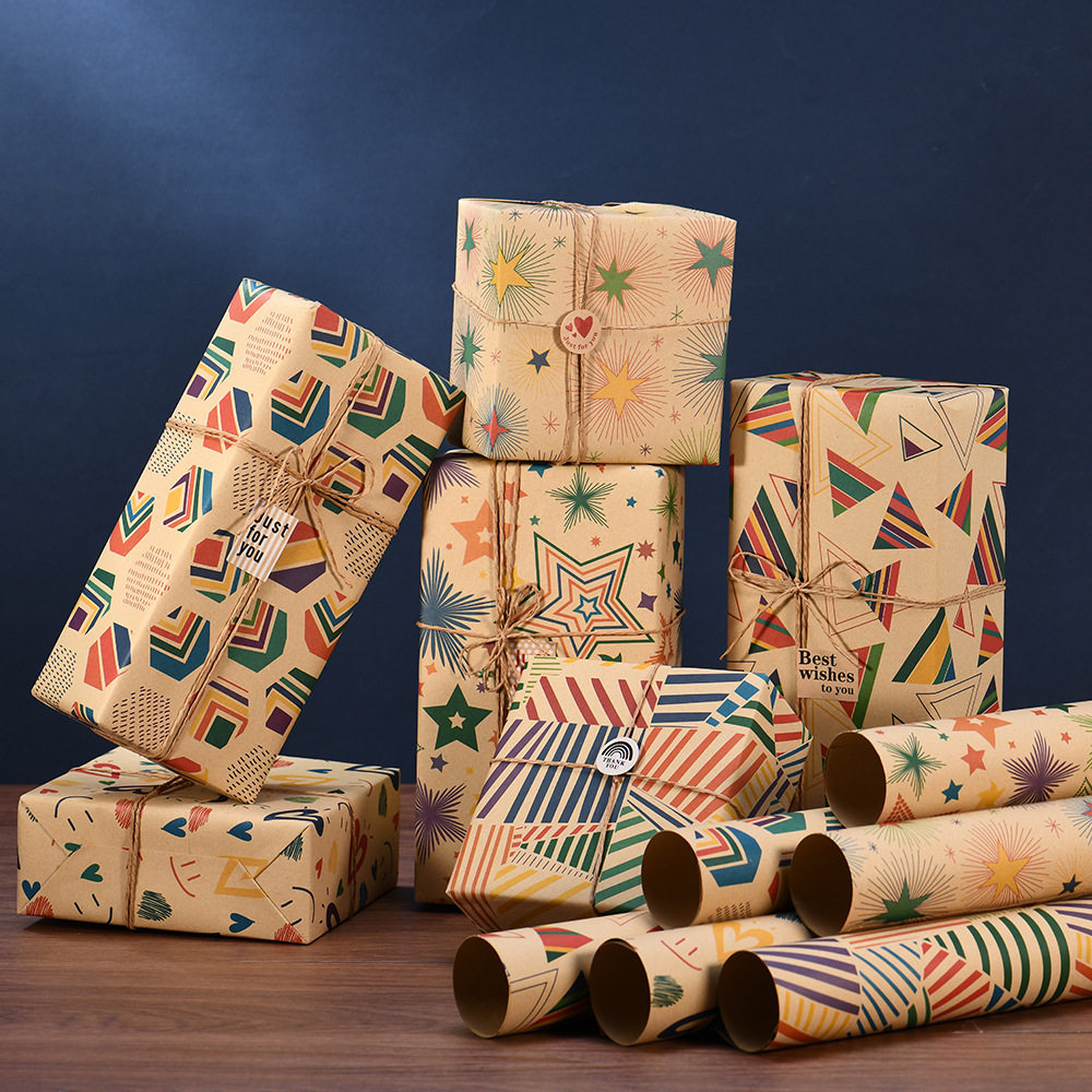 Amazon New Vintage Kraft Wrapping Paper Valentine's Day Birthday Gift Wrapping Paper suit Wholesale
