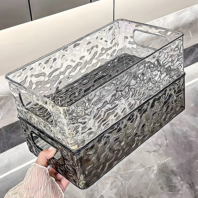 Glacier Pattern Cosmetic Storage Box Light Luxury High Beauty Toilet Desktop Fidelity Box Plastic Storage Basket with Handle