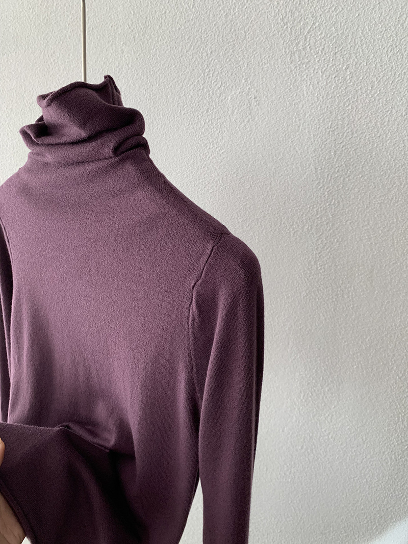 欧玛莱 柔软堆堆领纯色长袖安迪绒修身显瘦针织打底衫上衣女 4793