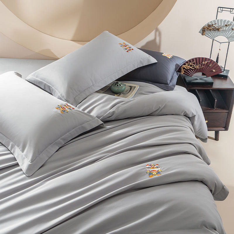 Guofeng Advanced Sense 200 Long-staple Cotton Four-piece Set Class A Pure Cotton Embroidered Bed Sheet Quilt Cover New Chinese-style Pure Cotton Bedding