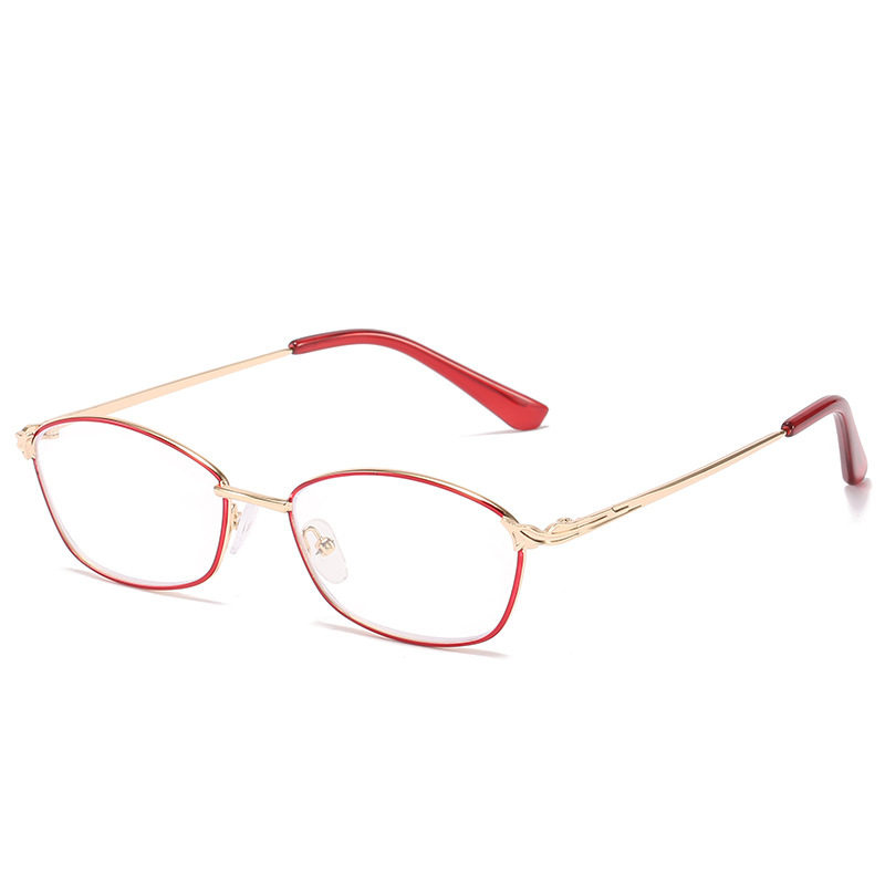 Elegant Women's Glasses Frame Anti-blue Light Presbyopic Glasses Red Metal Frame Myopia Glasses Finished Women's