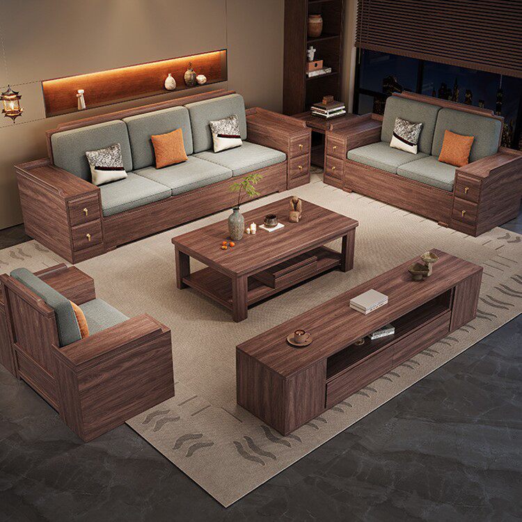 ห้องนั่งเล่นรวมกันโซฟาไม้เนื้อแข็งวอลนัทสีดำใหม่, อพาร์ทเมนต...