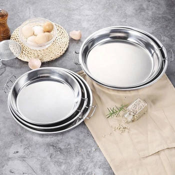 [Extra thick] Cold leather Gong stainless steel plate sausage powder plate cake plate steaming plate surface skin Luo Luo making cold leather plate