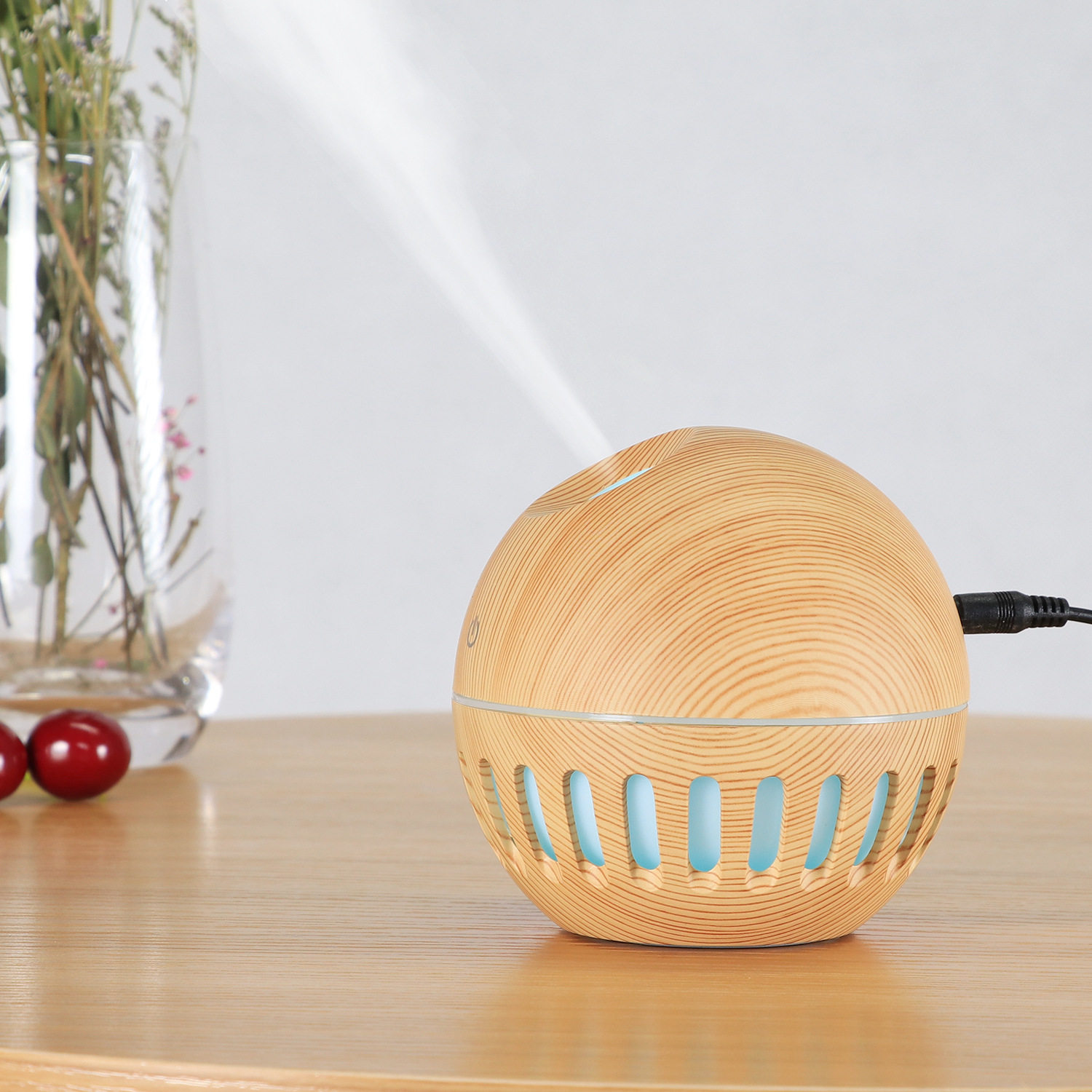 Factory wholesale humidifier creative 130ml car essential oil wood grain usb air aromatherapy ultrasonic humidifier