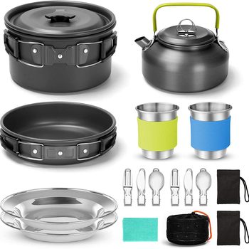 Outdoor Supplies Amazon Popular Camping Cookware Picnic Pot Set Outdoor Pot Set Teapot Combination Wholesale