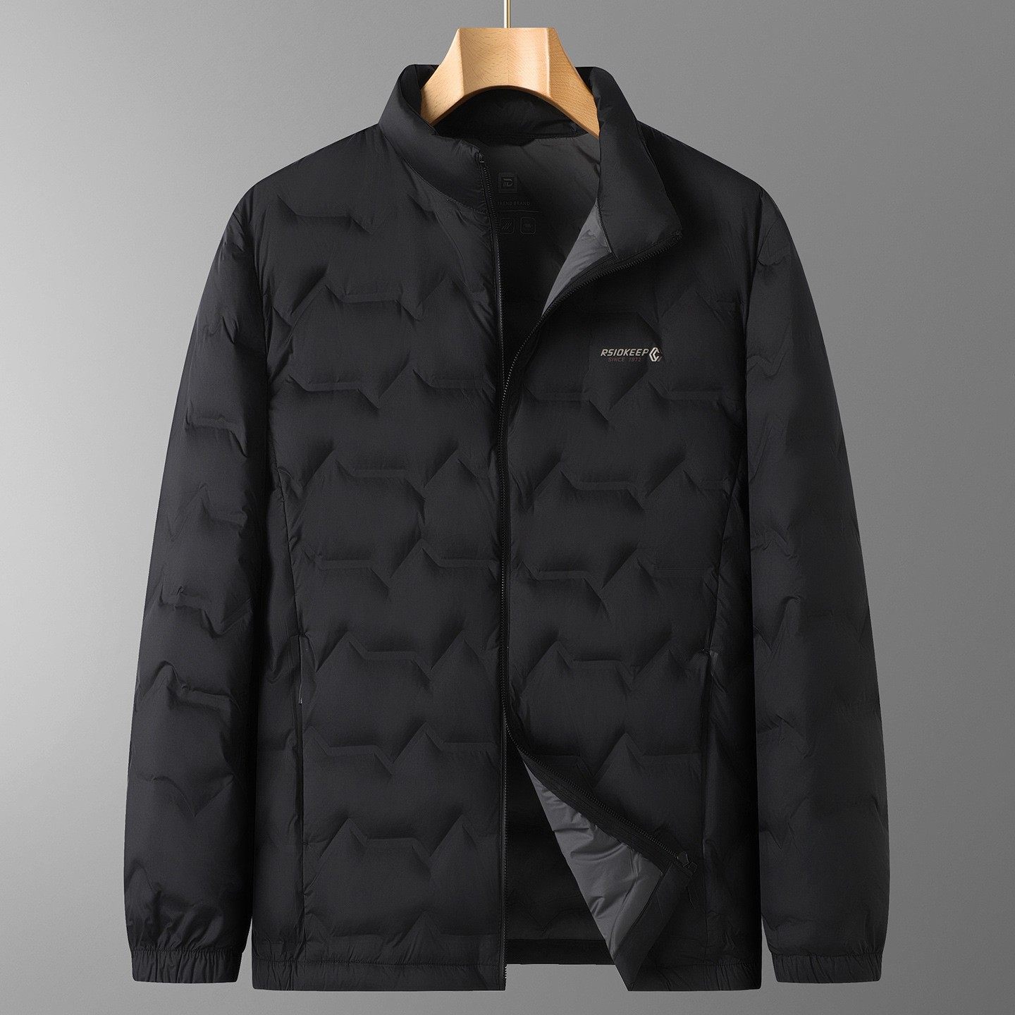 2025 Winter Men's Warm and Lightweight down Jacket Plus Fat Plus Size Fashionable Stand-Up Collar Jacket Loose and Versatile to Keep Warm