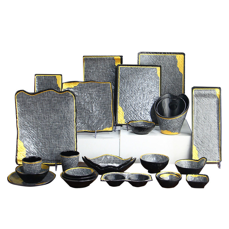 Melamine Japanese-style Korean-style barbecue tableware barbecue plate commercial hot pot restaurant special tableware hot pot side dish barbecue plate