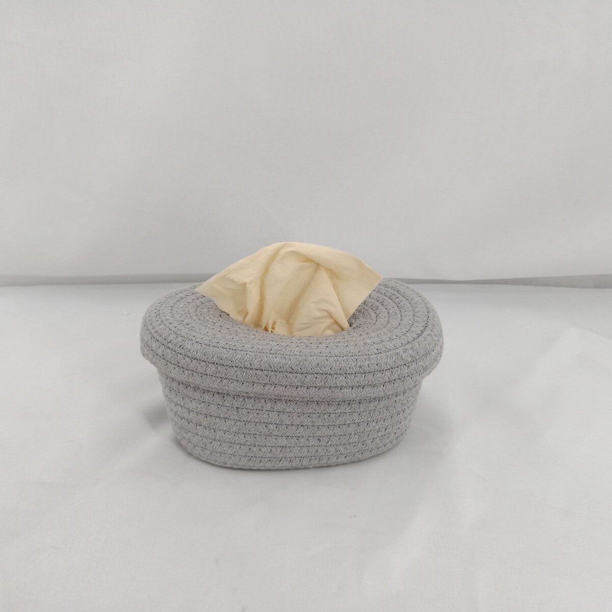 Cotton Rope Storage Box Tissue Box Cotton Rope Large Dustproof Storage Basket with Lid Tissue Storage Paper Box Cotton Rope Storage