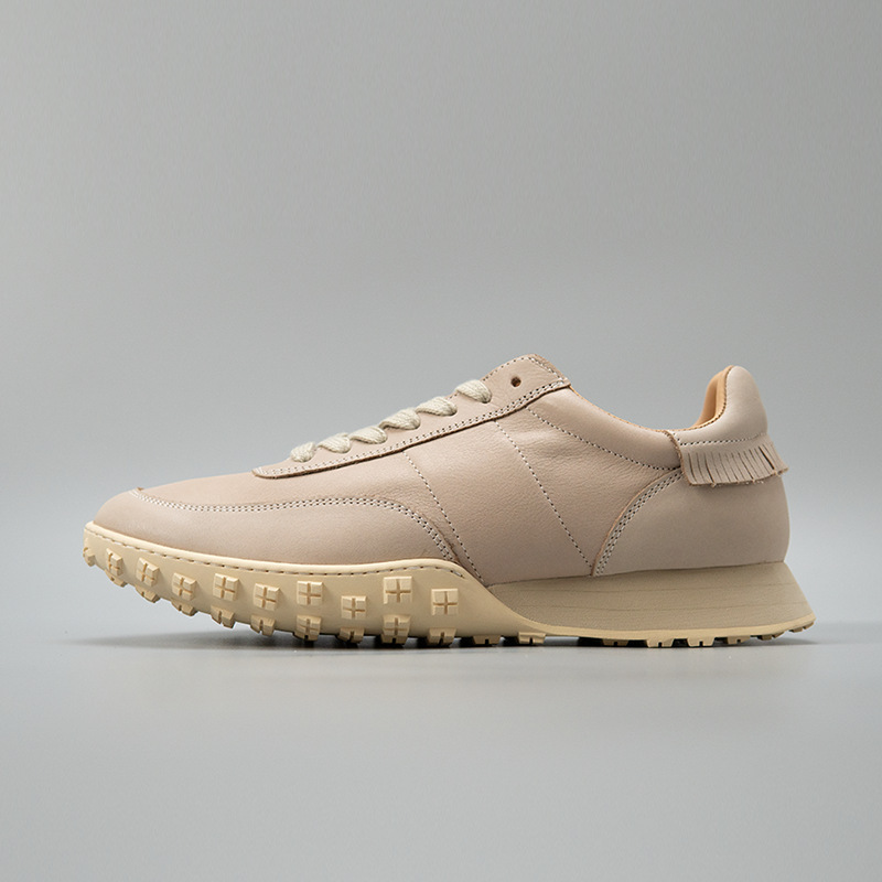 Giày sneaker nam da bò thật thủ công đế dày kiểu Forrest Gump — Màu trắng ngà