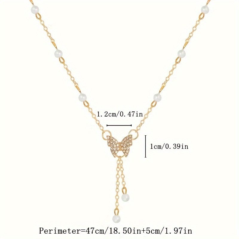 French Style Pearl Butterfly Necklace Women's Light Luxury Niche Lockbone Chain 2024 New Explosive High-end Fashion All-match
