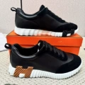 Black leather with brown label