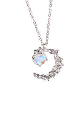 气质星月小吊坠项链韩版月光石项链女ins轻奢小众设计感锁骨链