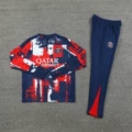 2425 paris red and blue camouflage player version half pull suit