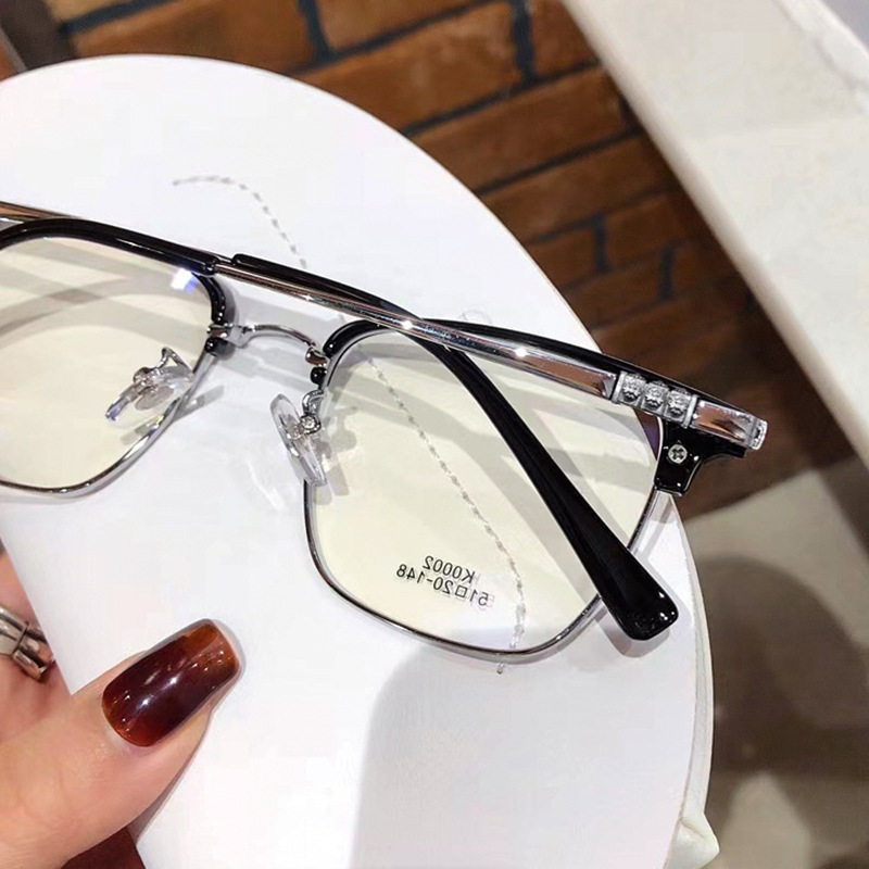 S8656 New Eyebrow Rack Glasses Men's Half-frame Business Glasses Frame Plain-made Flat Light Available with Proximity Mirror Optical Frame