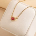 Oval red zirconium pendant necklace 0917