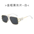 Gold frame black gray film-white