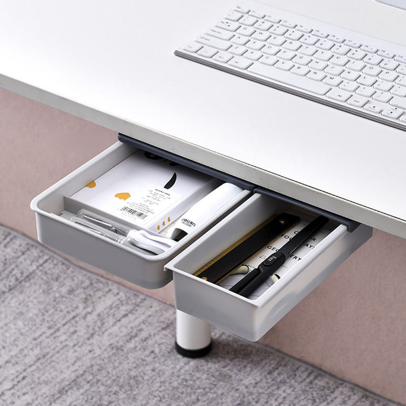 Computer under Desk Drawer Invisible Storage Box Office Desktop Organizer Dormitory Stationery Makeup Storage Drawer
