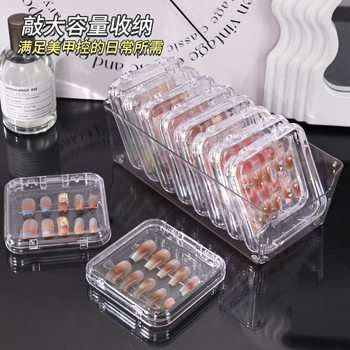 Wearing Armor Storage Box Flip Jewelry Box Transparent Nail Art Box Manual Rack Desktop Display Box Finished Product Packaging Box