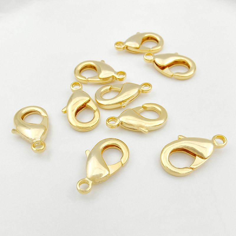 Copper plated real gold color preserving lobster buckle diy handmade jewelry accessories necklace bracelet connecting buckle closing buckle spring buckle