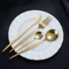 Cross-Border Stainless Steel Portuguese Western Cutlery Hotel Light Luxury Gold Steak Knife Fork Spoon Portable Storage for Home Use