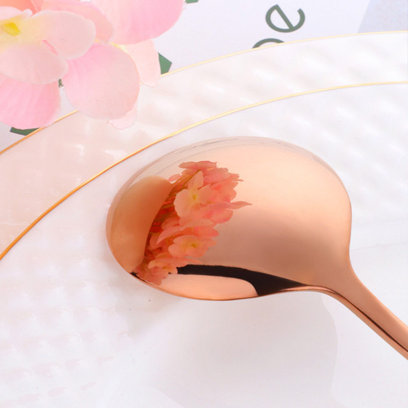 304 Stainless Steel Round Spoon Dessert Spoon Home Breakfast Porridge Eating Spoon Catering Spoon Korean Drinking Spoon Thickeneded