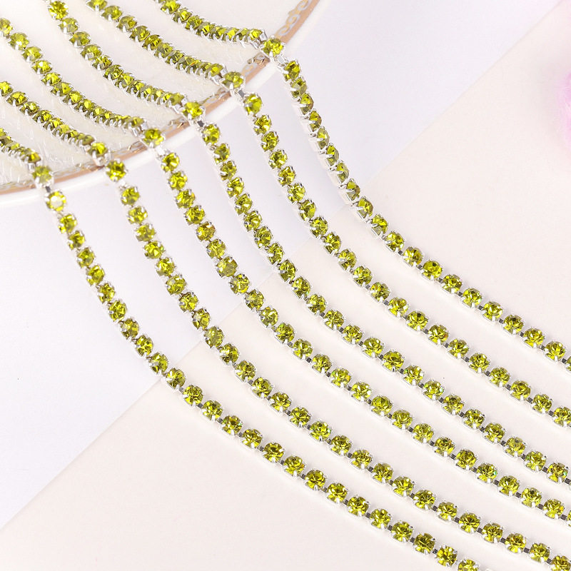 彩色钻链1.5/2/2.5/2.8/3.0/4mm密集型水钻爪链DIY手机壳贴钻材料