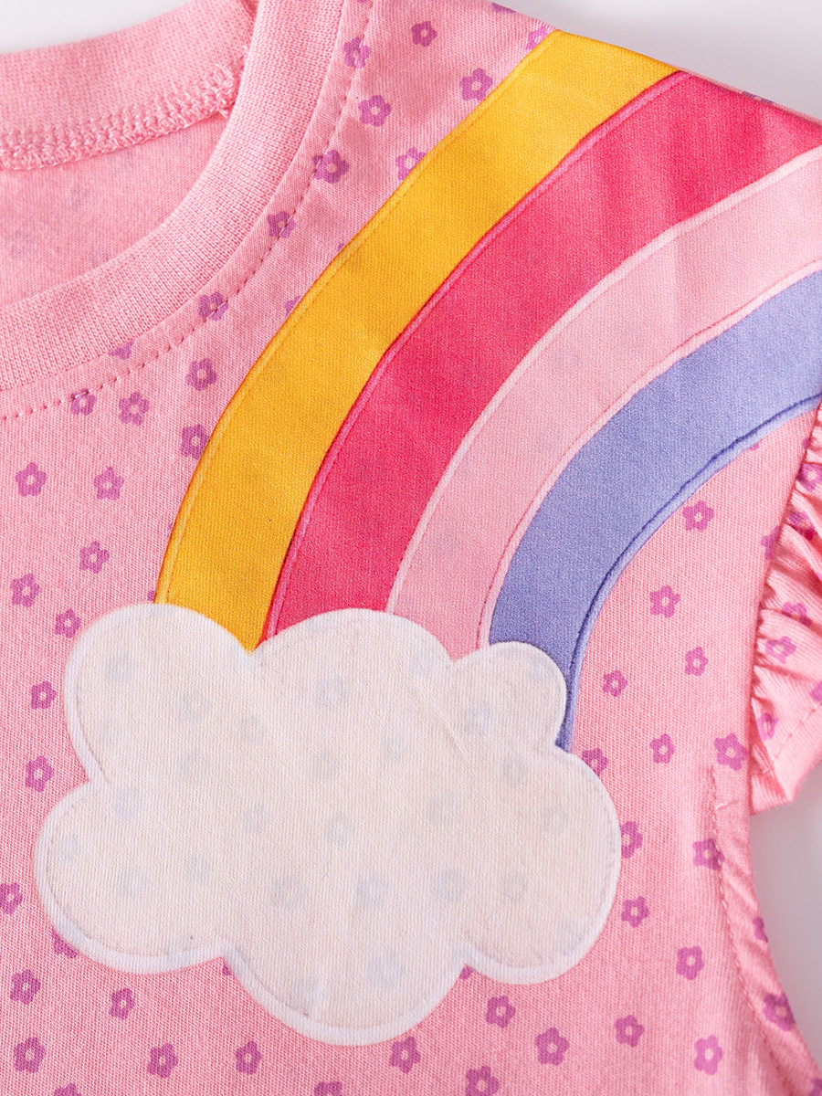 Vestido de niña de manga corta lindo, estilo, de verano