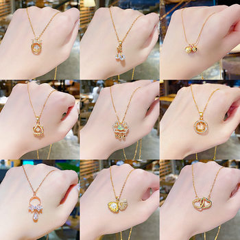 New Style Titanium Steel Necklace Women's Summer High-end Sense Small Popular Internet Celebrity Pendant All-match Light Luxury Collarbone Chain Accessories