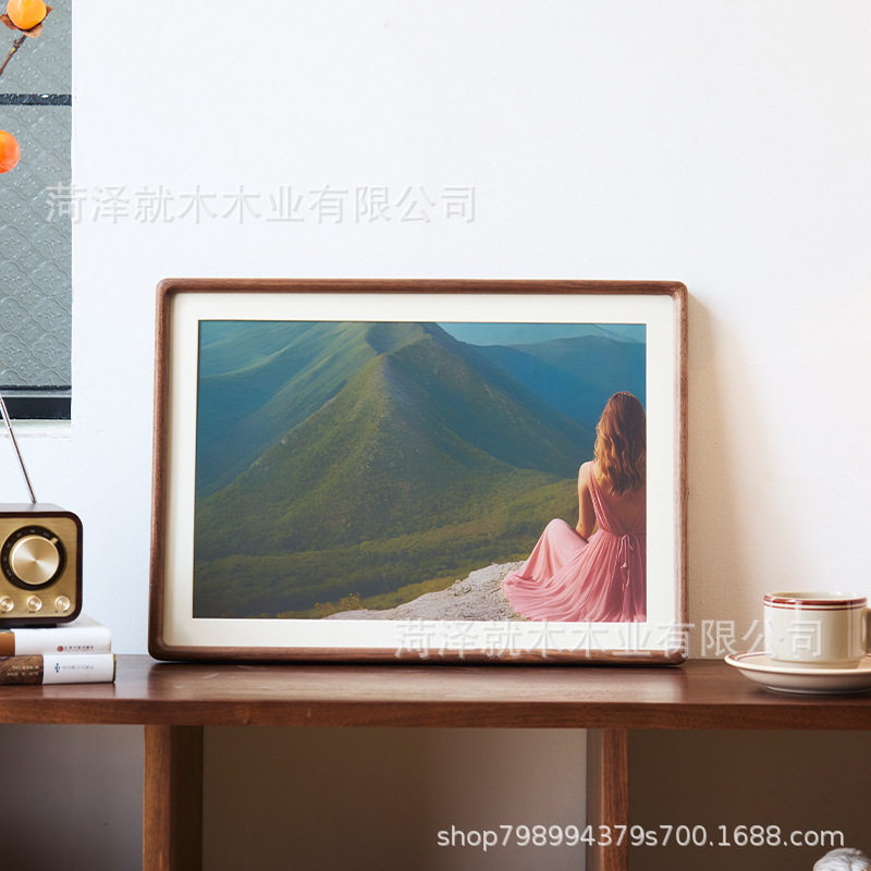 Black Walnut Solid Wood Photo Frame Calligraphy and Painting Frame A3 Large Size Wall Hanging Table Various Woods Can Be Used as Mortise and Tenon Structure Art