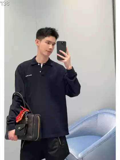High-Quality Miu New Model Logo Letter Embroidery Couple's Polo Shirt with Long Sleeves and Turn-Down Collar, Unisex