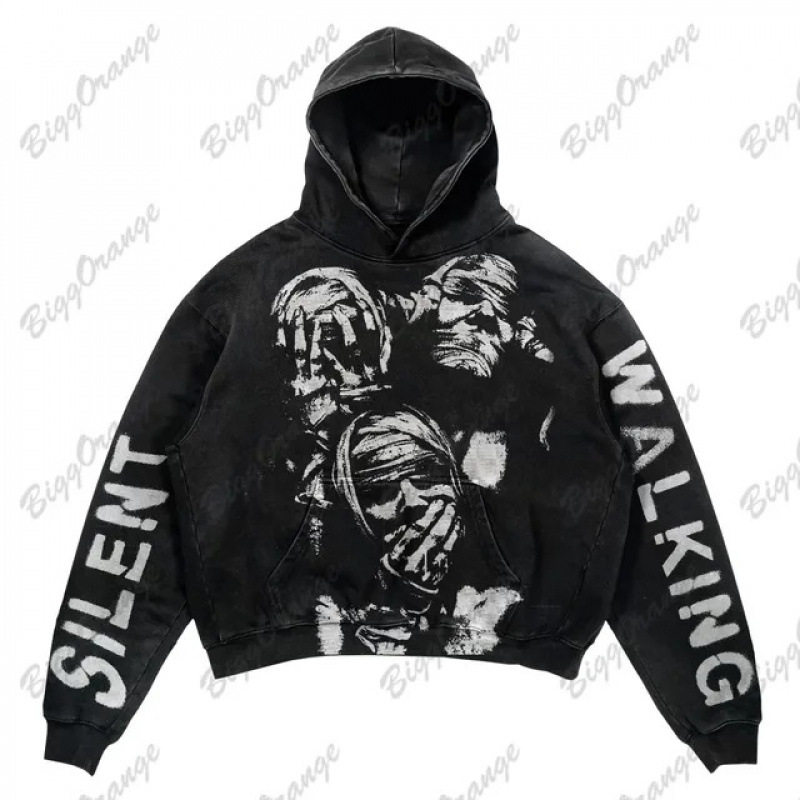 Cross-border hot-selling street fashion brand skull pullover sweatshirt peripheral 3D digital printing casual loose hooded sweatshirt