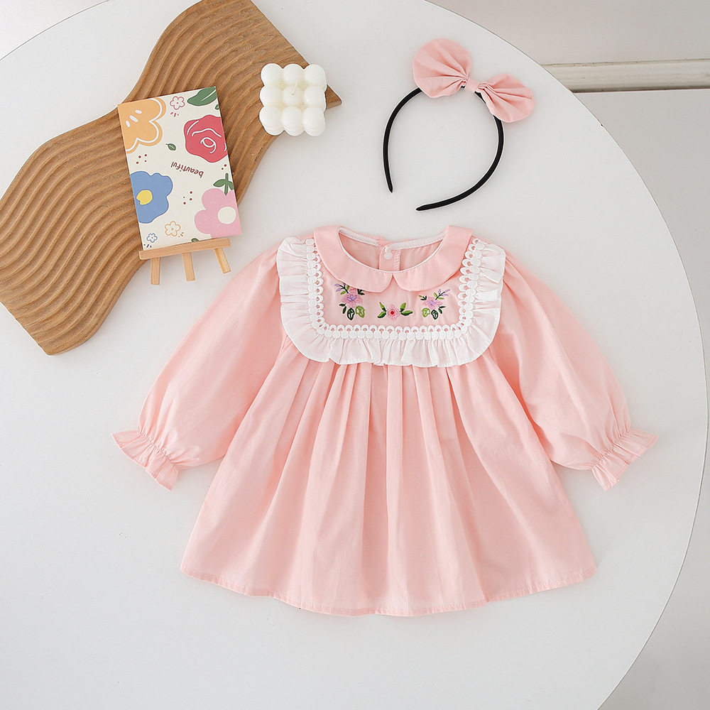 Autumn Baby Clothes for Girls, Pink Romper Jumpsuit, Peach Pink Dress for Girls