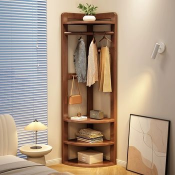 Solid Wood Corner Coat Rack Bedside Storage Rack Bedroom Storage Floor Hanger Small Apartment Simple Storage Rack
