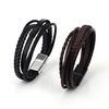 Cross-border popular PU leather rope woven bracelet men's personality temperament bracelet alloy magnetic buckle bracelet ethnic style jewelry