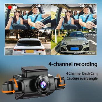 Cross-Border New 3inch Four-Channel Car Driving Recorder Wifi Connection High-Definition Night Vision Wide-Angle Car Dvr