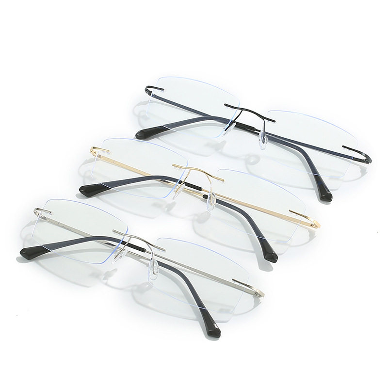 Men's Ultra Light Rimless Glasses Frame Wholesale Myopia Glasses Frame Square Glasses Finished Glasses with Speed Myopia Cut Edge