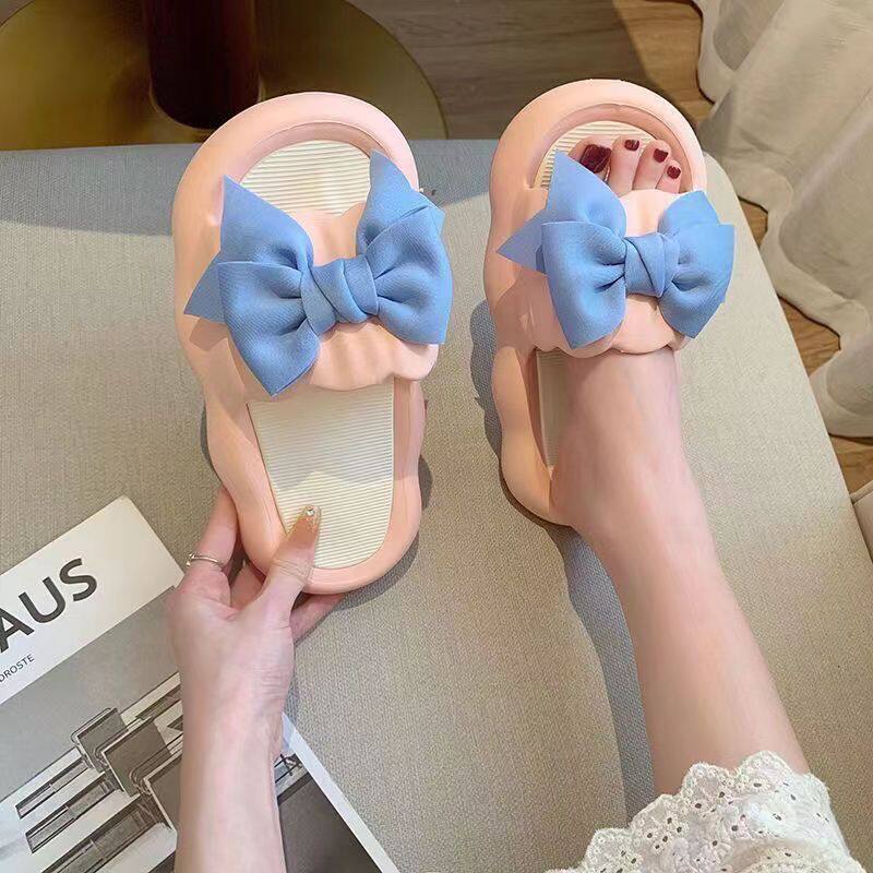 Bow Princess Sandals Women's Summer Outerwear Thick-Soled Slippers Indoor Home Non-Slip Soft Sole 2023 New Style
