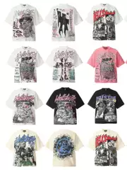 HELLSTAR TShirt Fashion Full Print Series Iverson James Star vintage Short-sleeved T-shirt Men